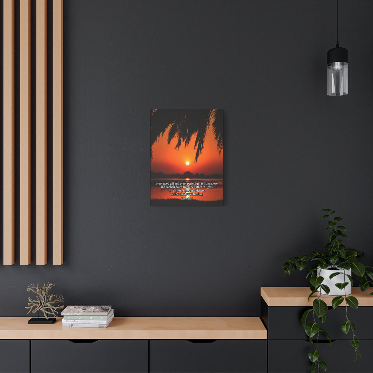 Scripture Canvas Every Perfect Gift is From Above James 1:17 Christian Wall Art Bible Verse Print Ready to Hang