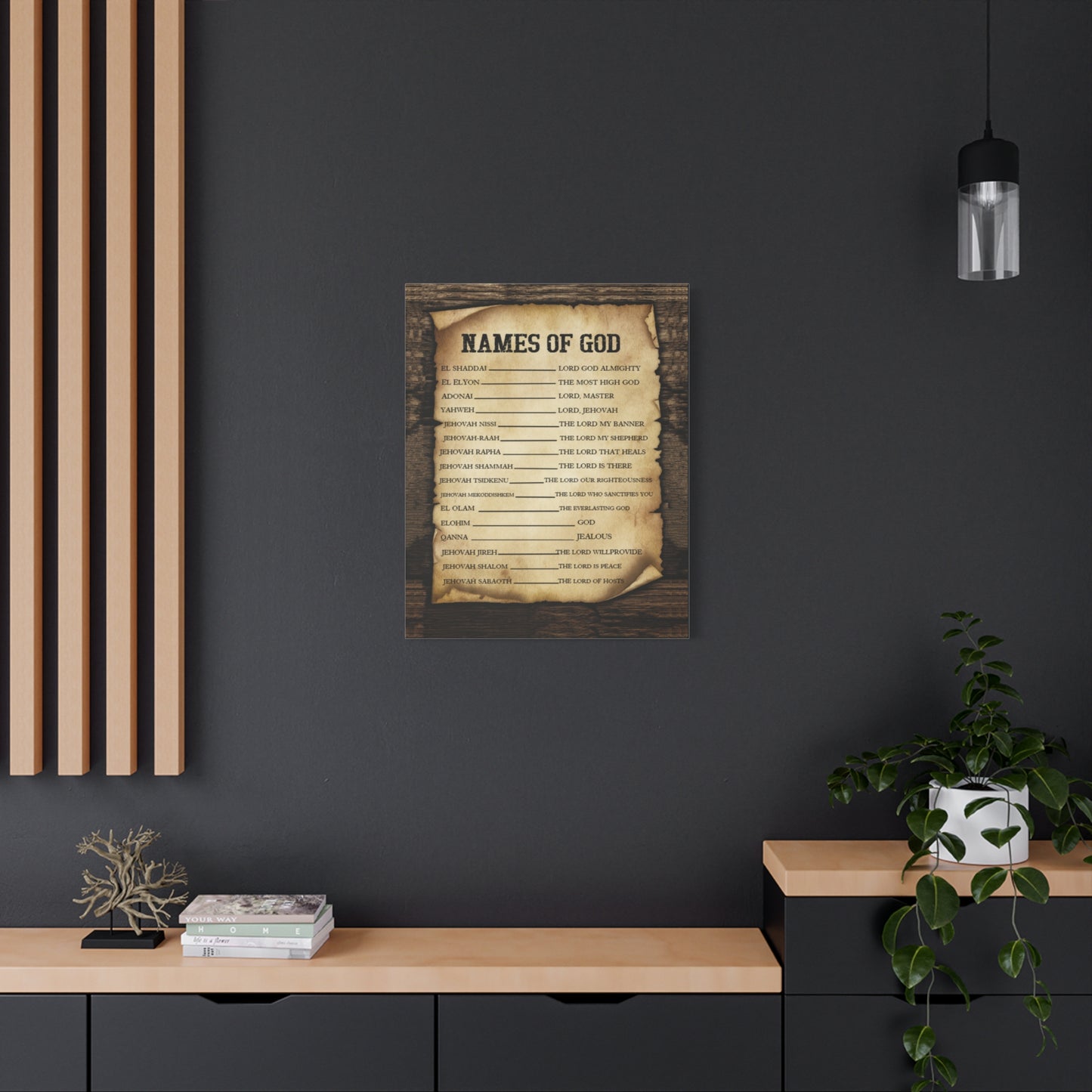 Scripture Canvas Names of God Christian Wall Art Bible Verse Print Ready to Hang