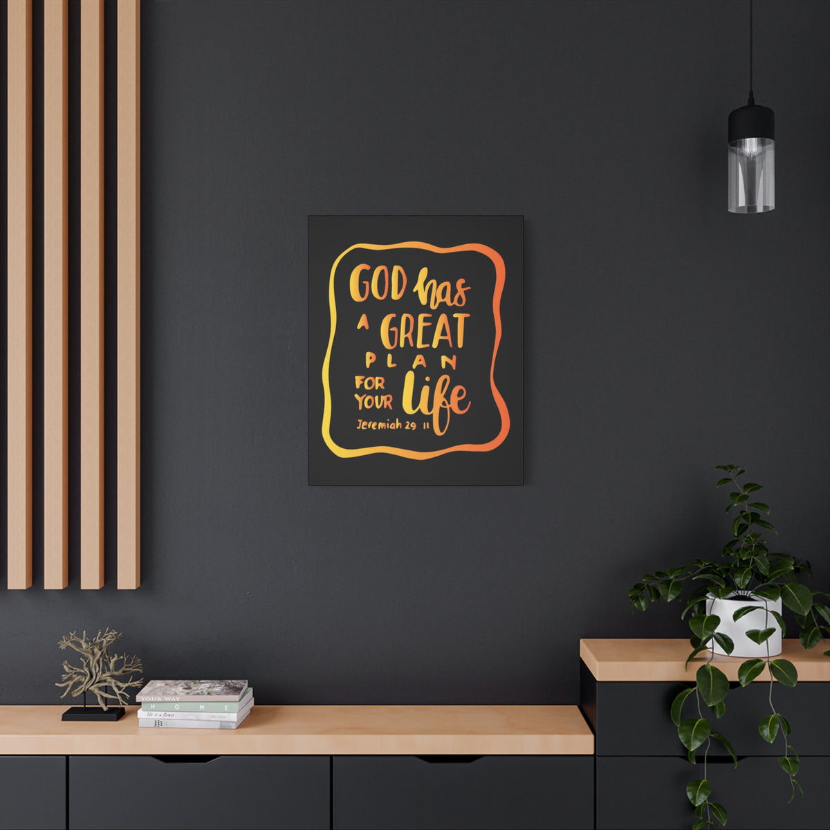 Scripture Canvas A Great Plan Jeremiah 29:11 Black Christian Wall Art Bible Verse Print Ready to Hang