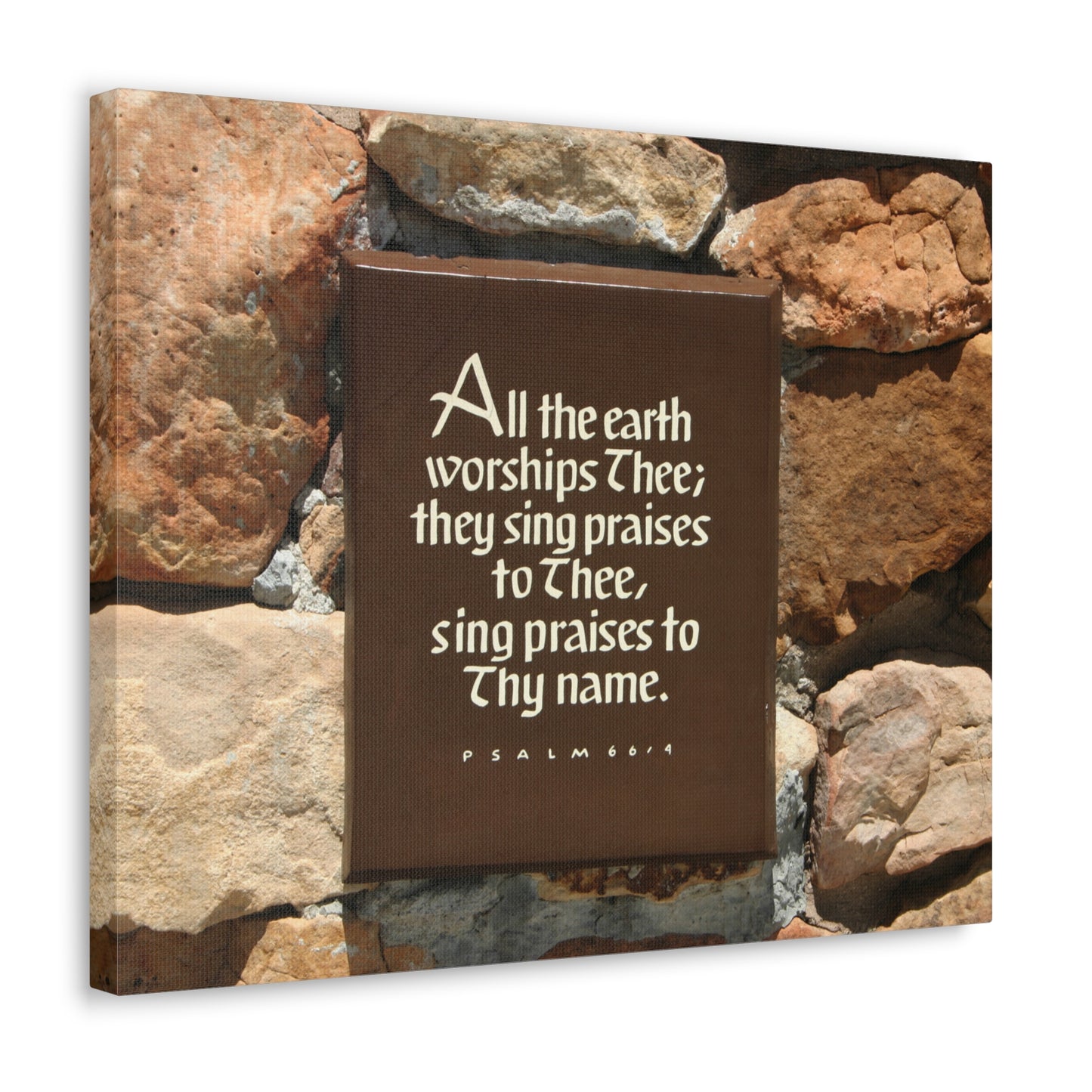 Worships Thee Psalm 66:4 Bible Verse Canvas Christian Wall Art Ready to Hang