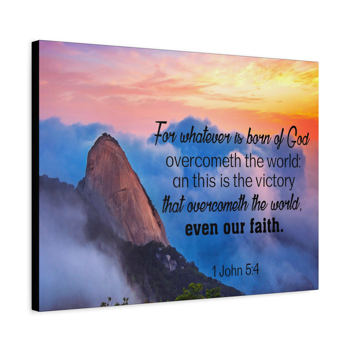 Scripture Canvas Born of God 1 John 5:4 Christian Wall Art Bible Verse Print Ready to Hang