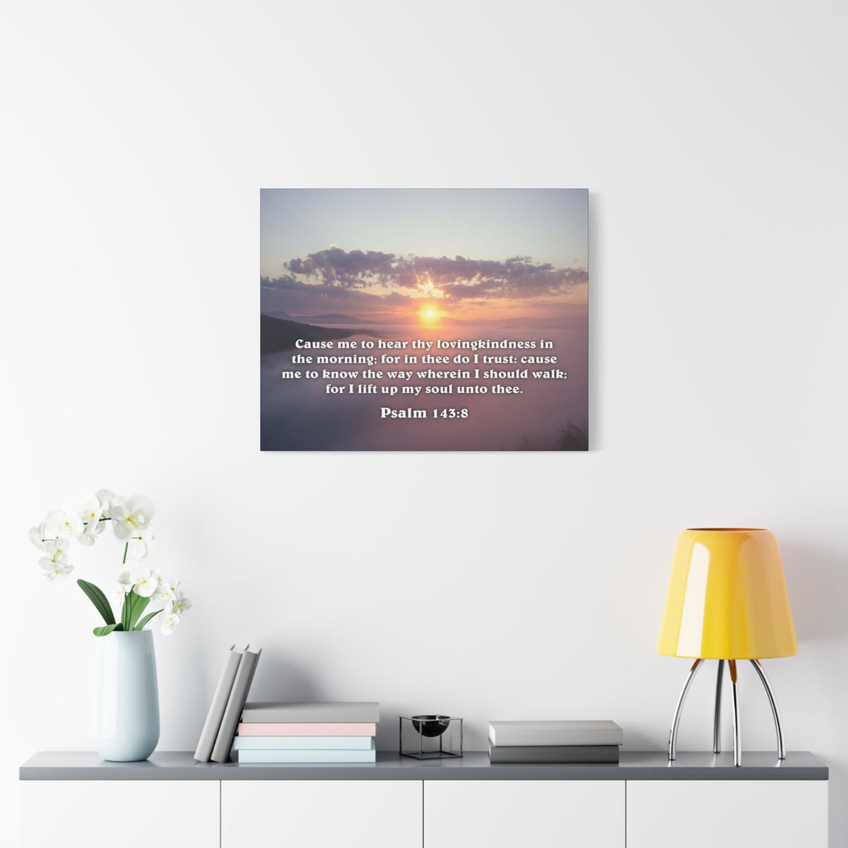 Scripture Canvas Lift Up My Soul Psalm 143:8 Christian Wall Art Bible Verse Print Ready to Hang