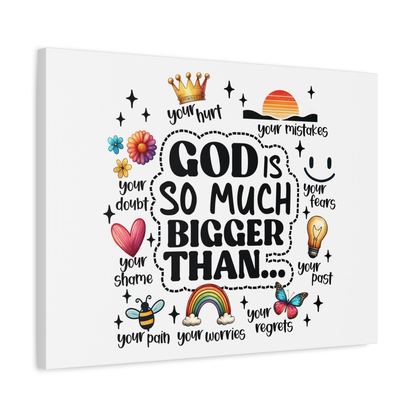 Scripture Walls God Bigger Than Everything Bible Verse Canvas Christian Wall Art Ready to Hang Unframed