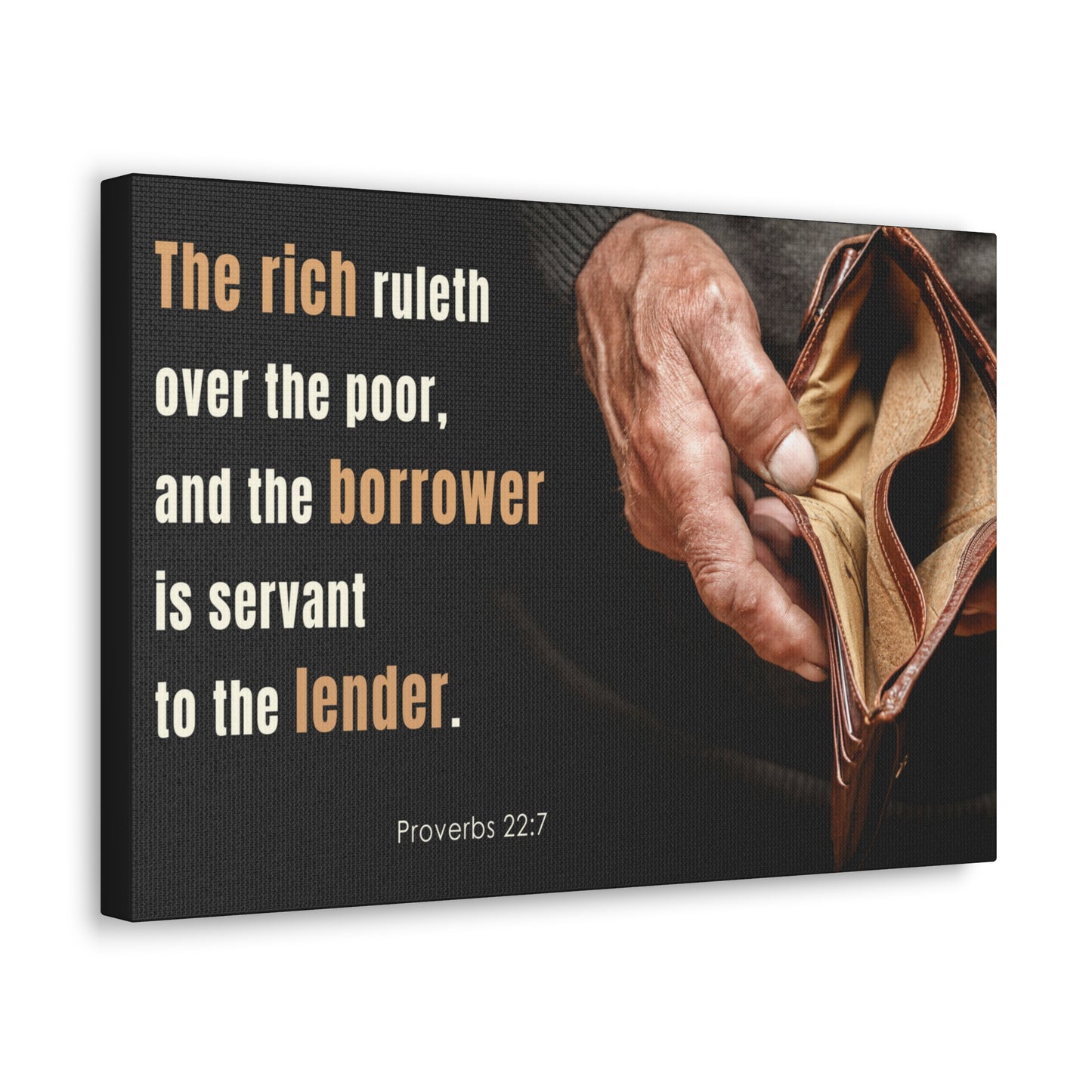 To The Lender Proverbs 22:7 Bible Verse Canvas Christian Wall Art Ready to Hang