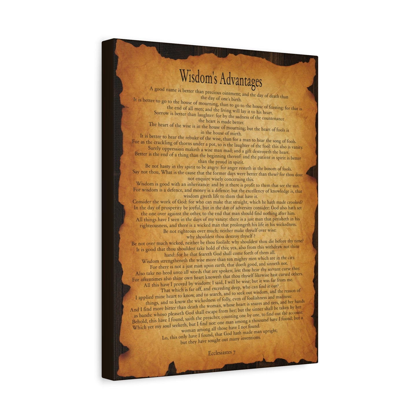Scripture Walls Wisdom's Advantages Ecclesiastes 7 Gold Brown Bible Verse Canvas Christian Wall Art Ready to Hang