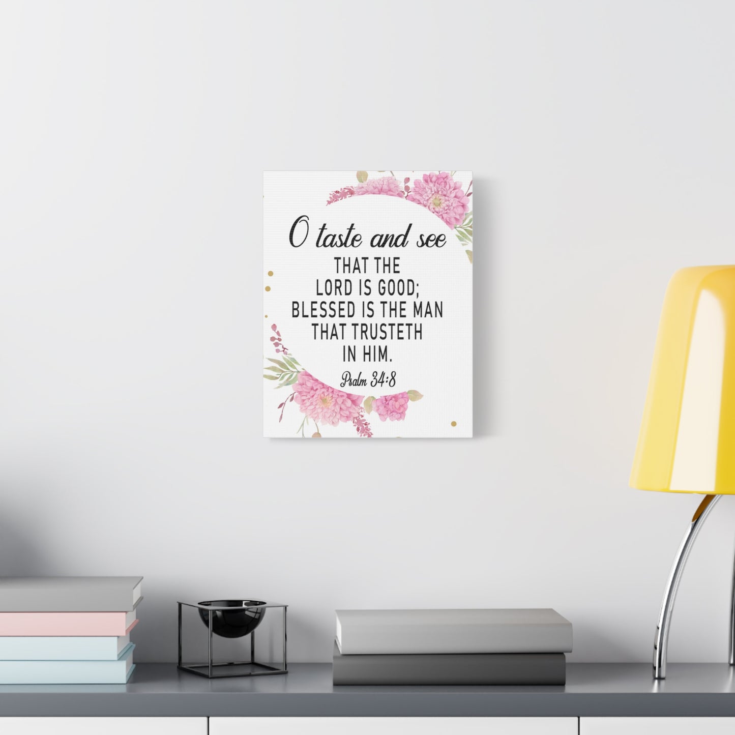 Bible Verse Canvas O Taste and See Psalm 34:8 Scripture Wall Art Christian Home Decor