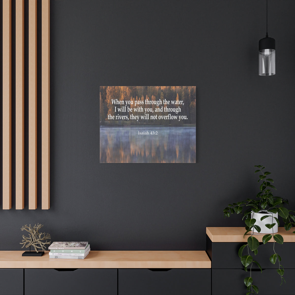 Scripture Canvas Pass Trough the Water Isaiah 43:2 Christian Wall Art Bible Verse Print Ready to Hang