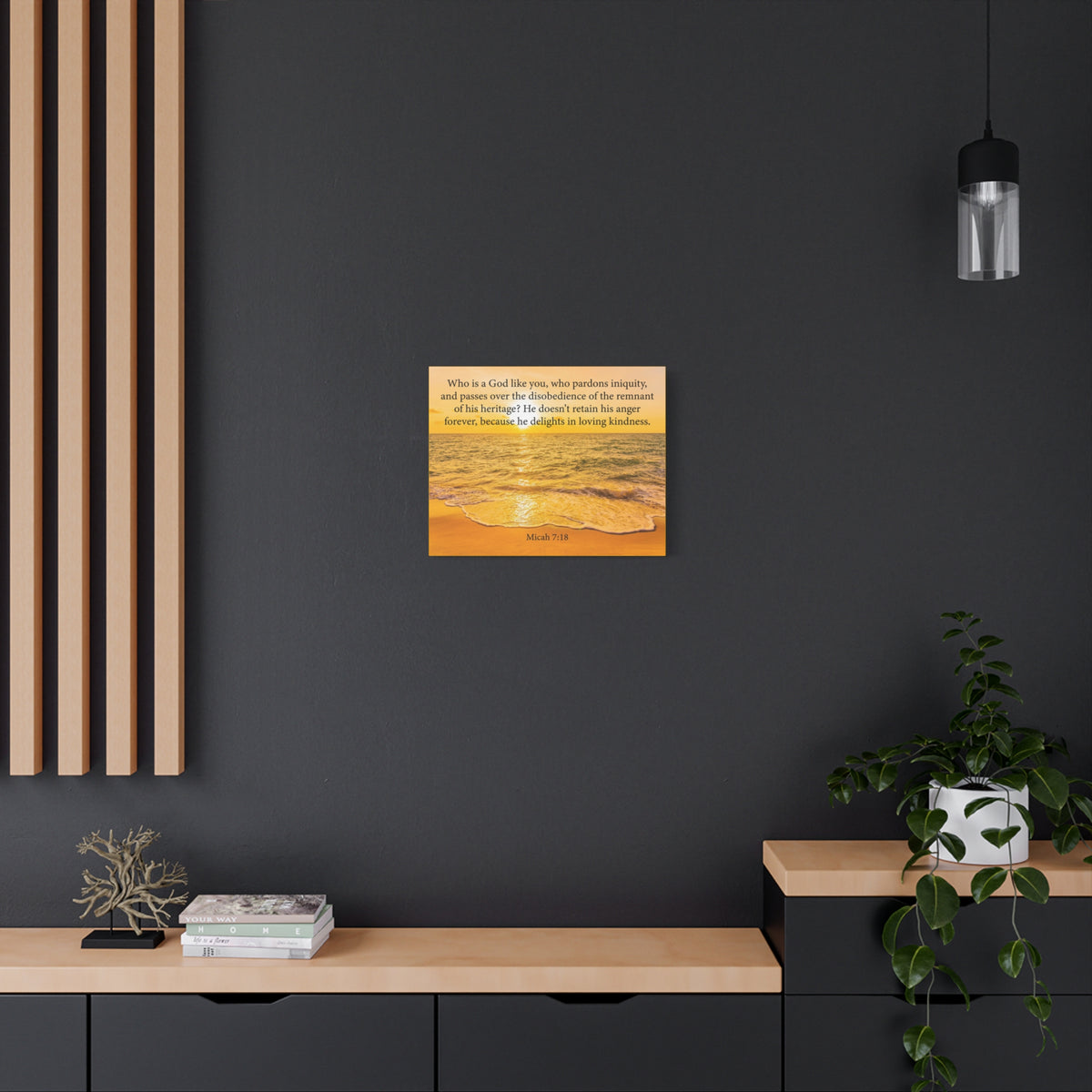 Scripture Canvas Loving Kindness Micah 7:18 Christian Wall Art Bible Verse Print Ready to Hang