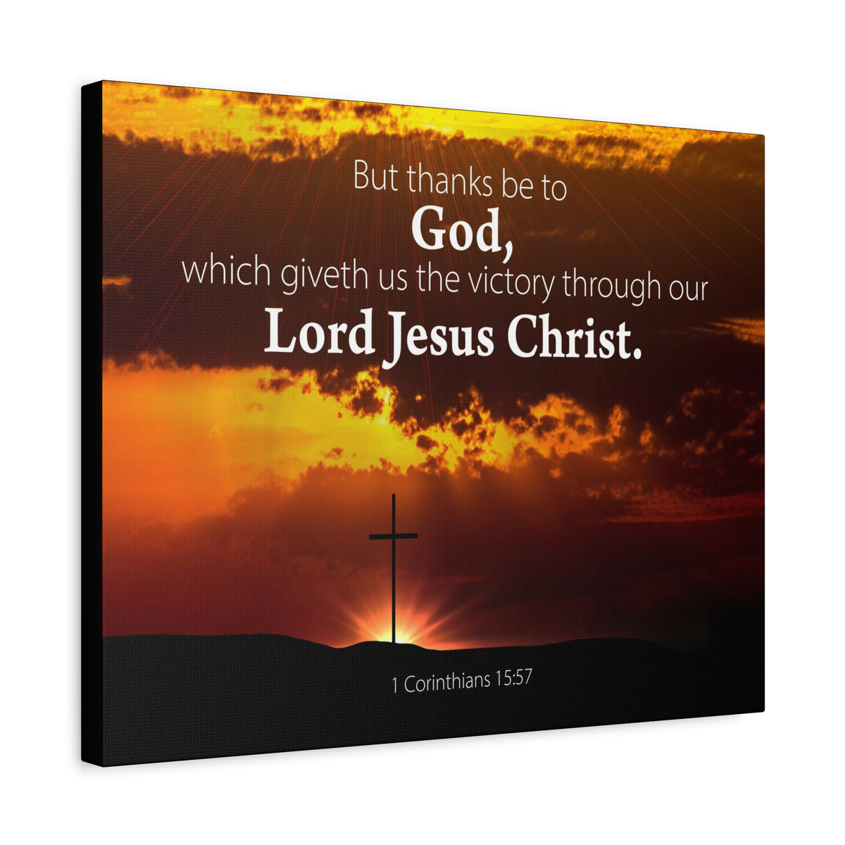 Scripture Canvas Thanks Be to God 1 Corinthians 15:57 Christian Wall Art Bible Verse Print Ready to Hang