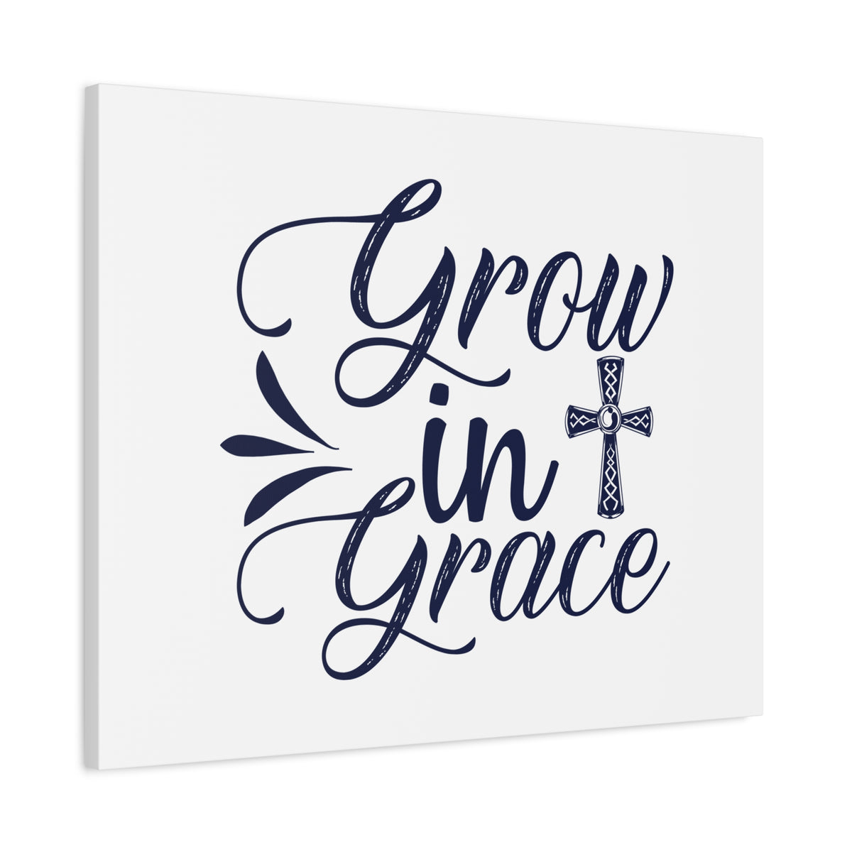 Scripture Canvas Grow In Grace 2 Peter 3:18 Ornamental Cross Christian Wall Art Bible Verse Print Ready to Hang