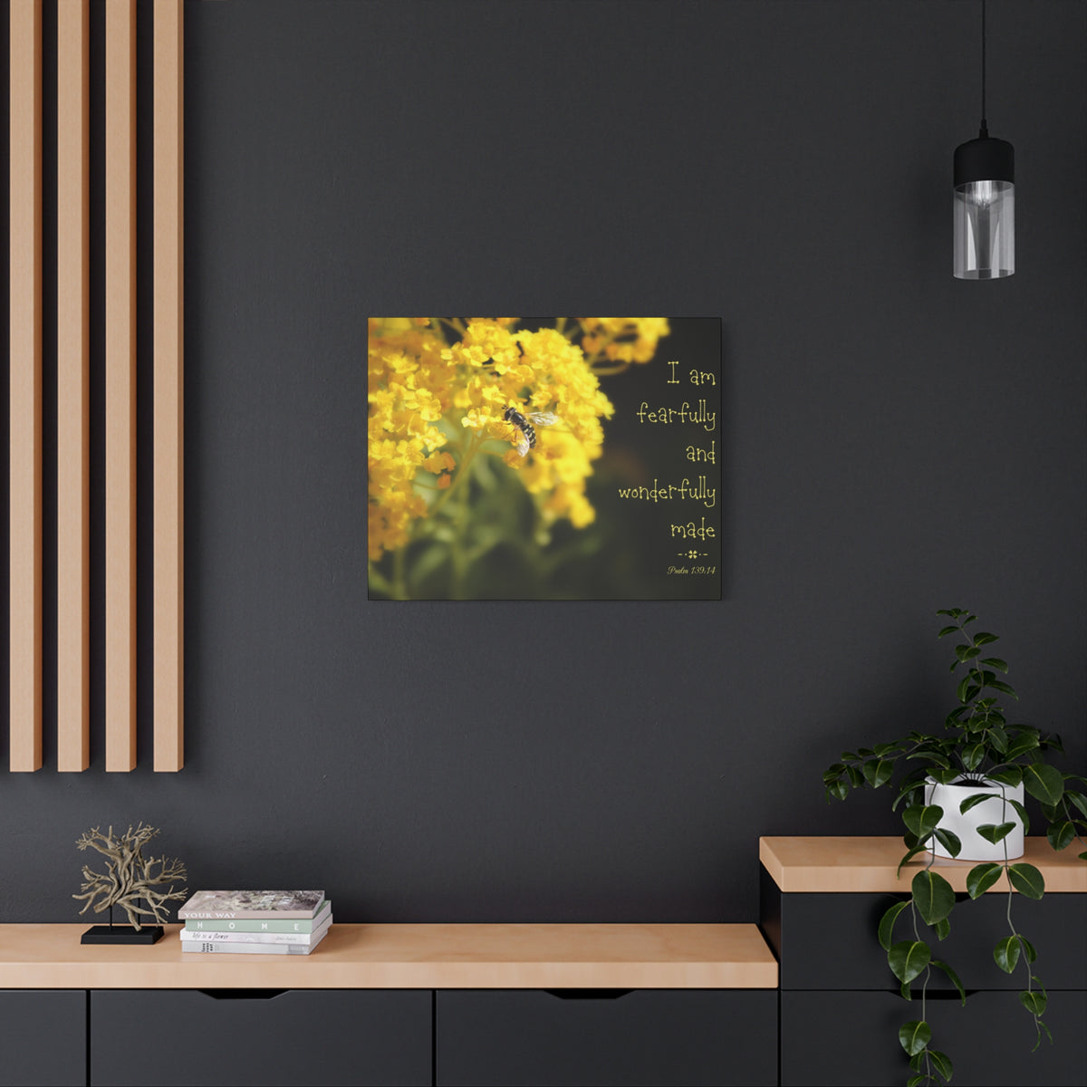 Scripture Walls Wonderfully Made Psalm 139:14 Bee Bible Verse Canvas Christian Wall Art Ready to Hang