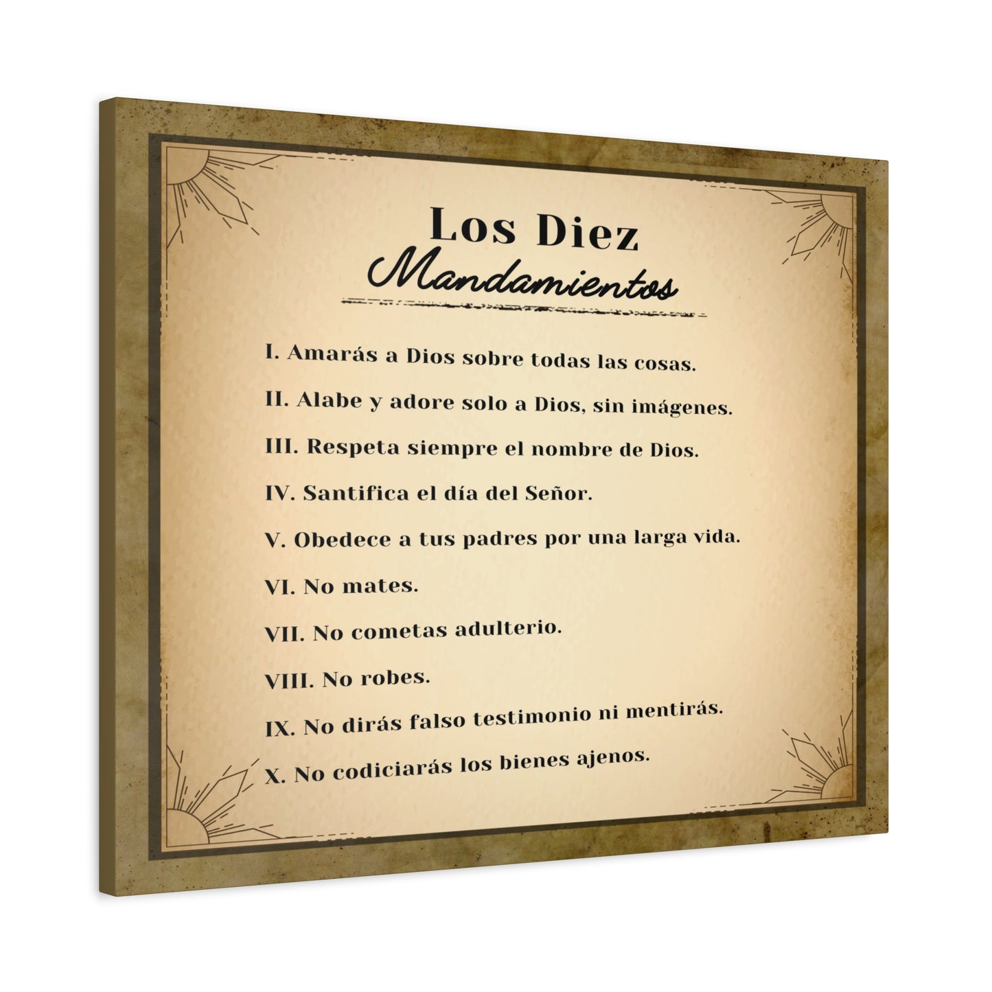 Los Diez Mandamientos 10 Commandments Spanish Christian Wall Art Print Ready to Hang