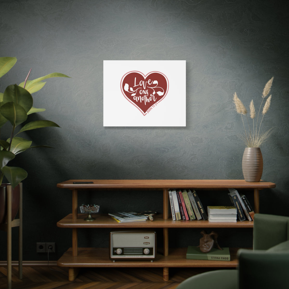 Scripture Canvas Love One Another John 13:34 Christian Wall Art Bible Verse Print Ready to Hang