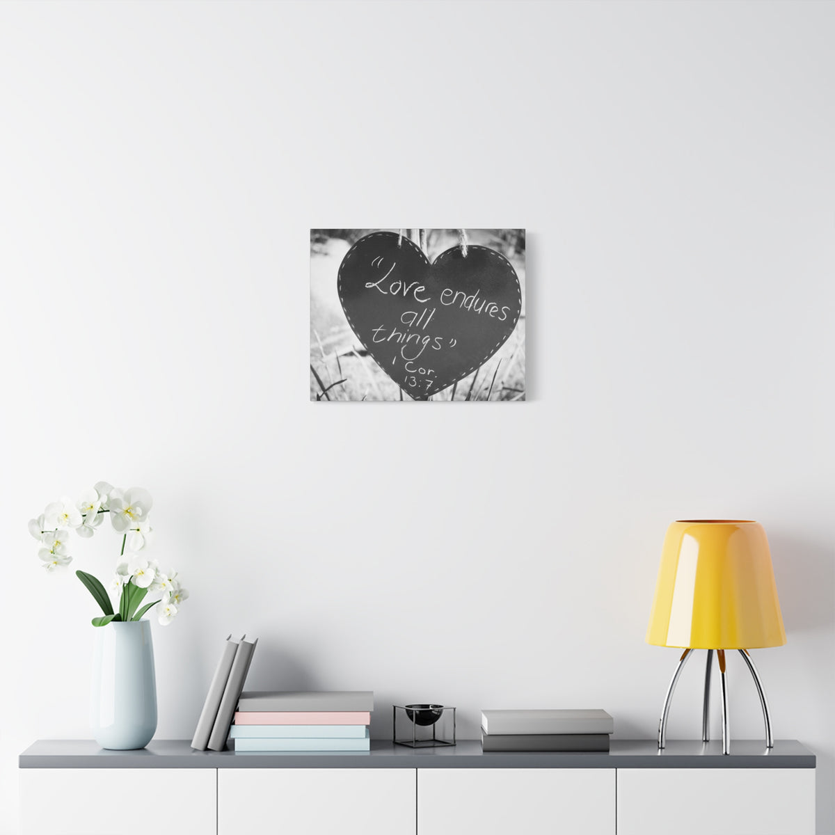 Scripture Canvas Love Endures 1 Cor 13:7 Christian Wall Art Bible Verse Print Ready to Hang