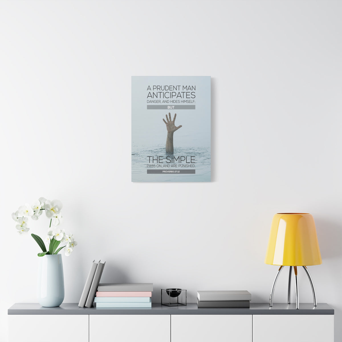 Scripture Canvas A Prudent Man Drowning Proverbs 27:12 Christian Wall Art Bible Verse Print Ready to Hang