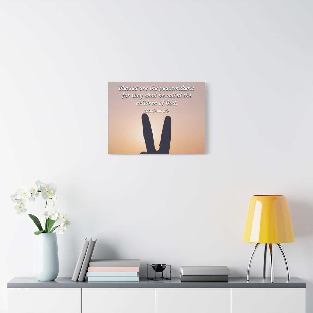 Scripture Canvas Peacemakers Matthew 5:9 Christian Wall Art Bible Verse Print Ready to Hang