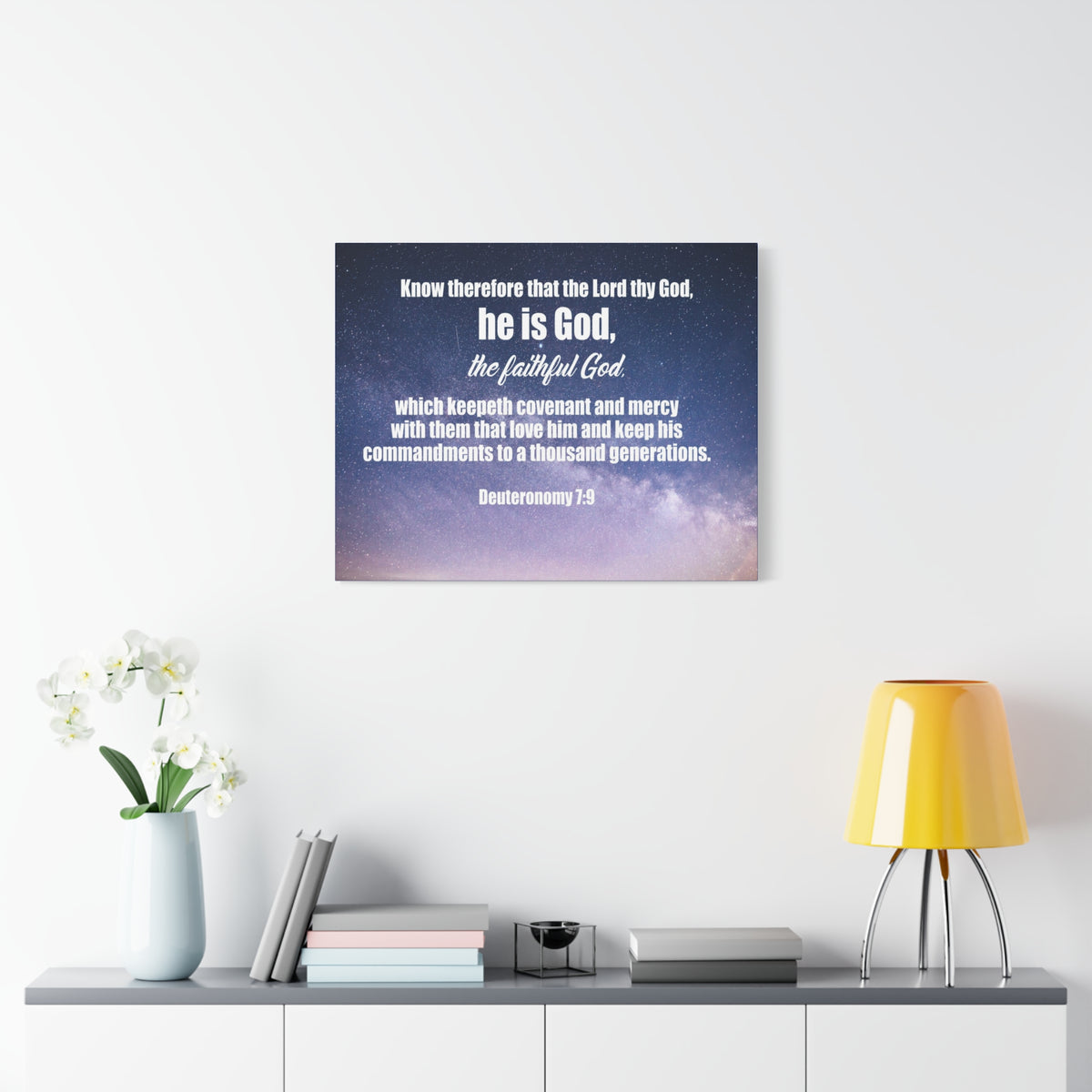 Scripture Canvas The Faithful God Deuteronomy 7:9 Christian Wall Art Bible Verse Print Ready to Hang