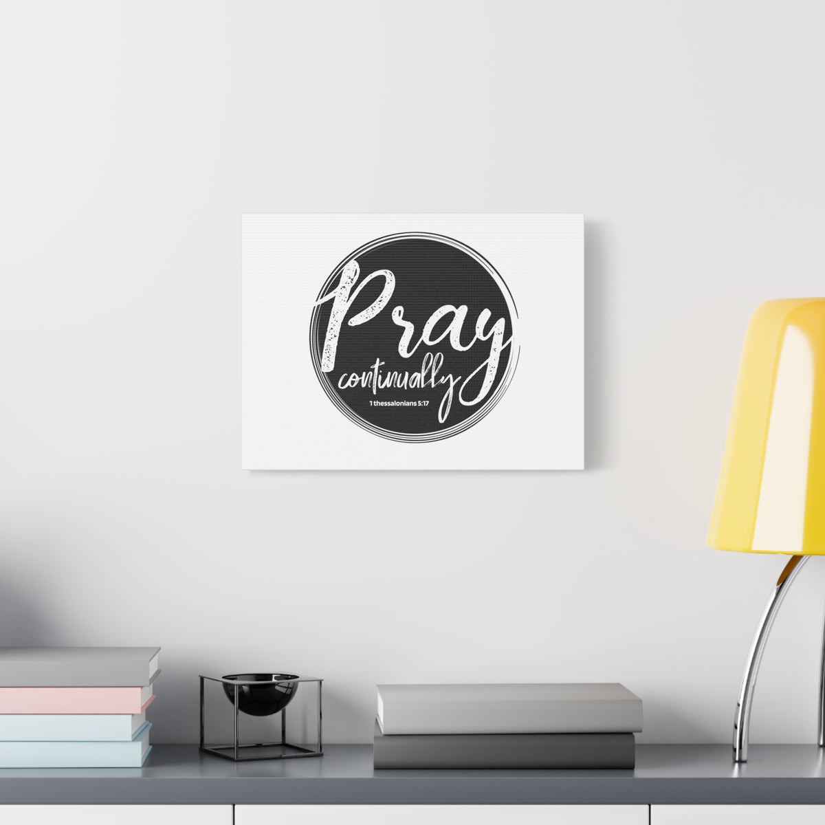 Scripture Canvas Pray Continually Gray Circle 1 Thessalonians 5:17 Christian Wall Art Bible Verse Print Ready to Hang