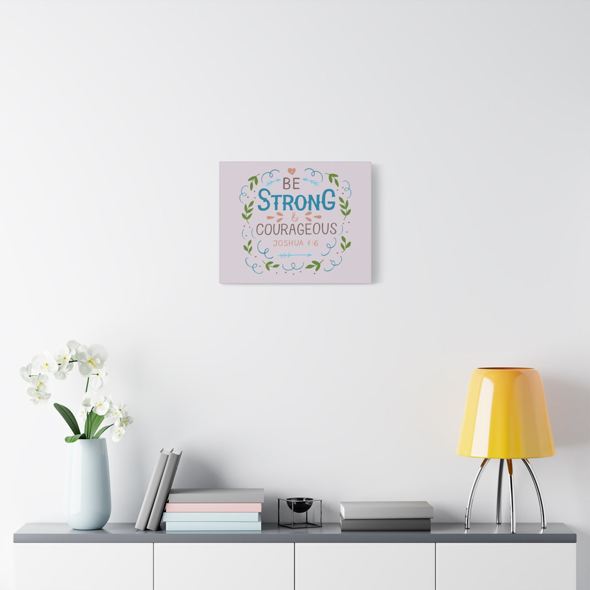 Scripture Canvas Be Strong Pink Joshua 1:6 Christian Wall Art Bible Verse Print Ready to Hang