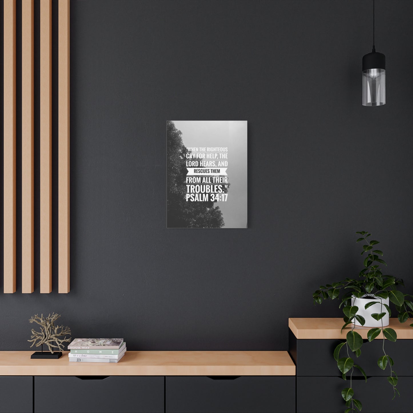 Scripture Canvas Rescues Them Psalm 34:17 Christian Wall Art Bible Verse Print Ready to Hang