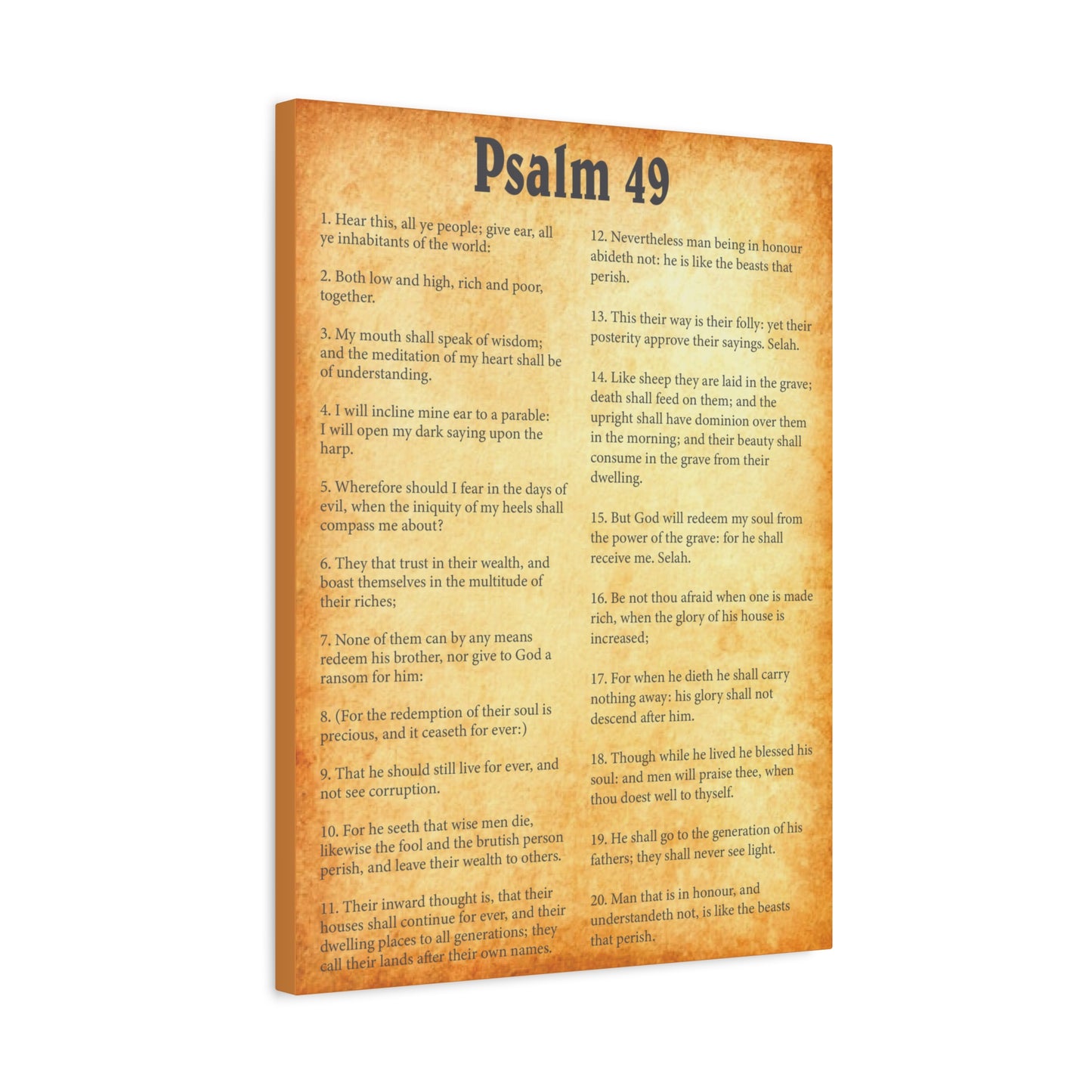 Scripture Walls Psalm 49 Gold Bible Chapter Canvas Christian Wall Art Ready to Hang