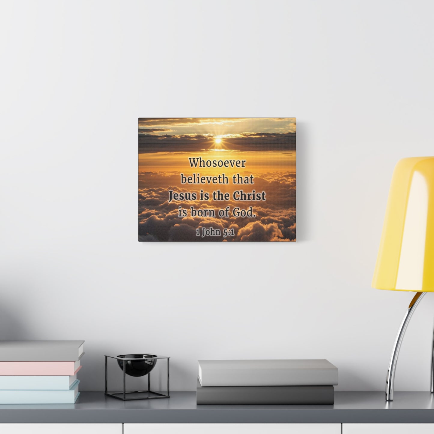 Scripture Walls 1 John 5:1 Born of God Sun Bible Verse Canvas Christian Wall Art Ready to Hang Unframed