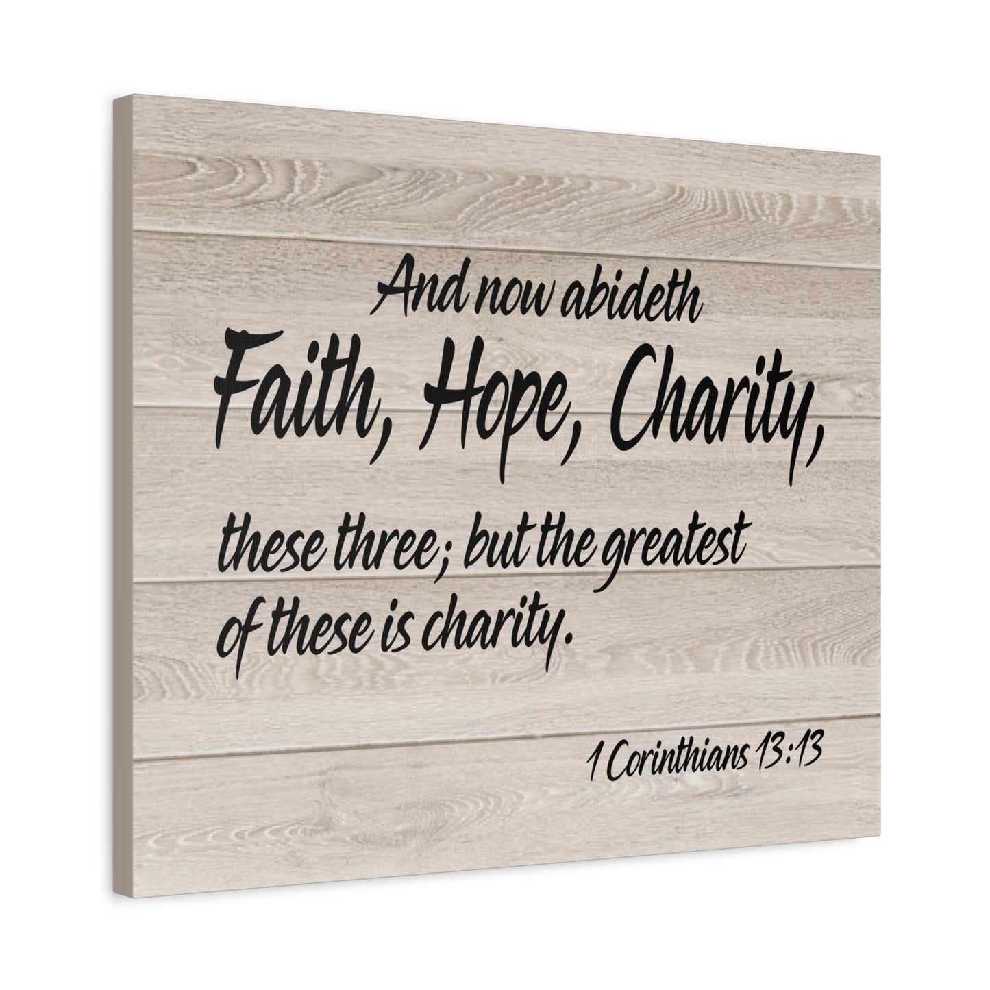 Bible Verse Canvas Faith Hope Charity 1 Corinthians 13:13 Wall Art Christian Home Decor