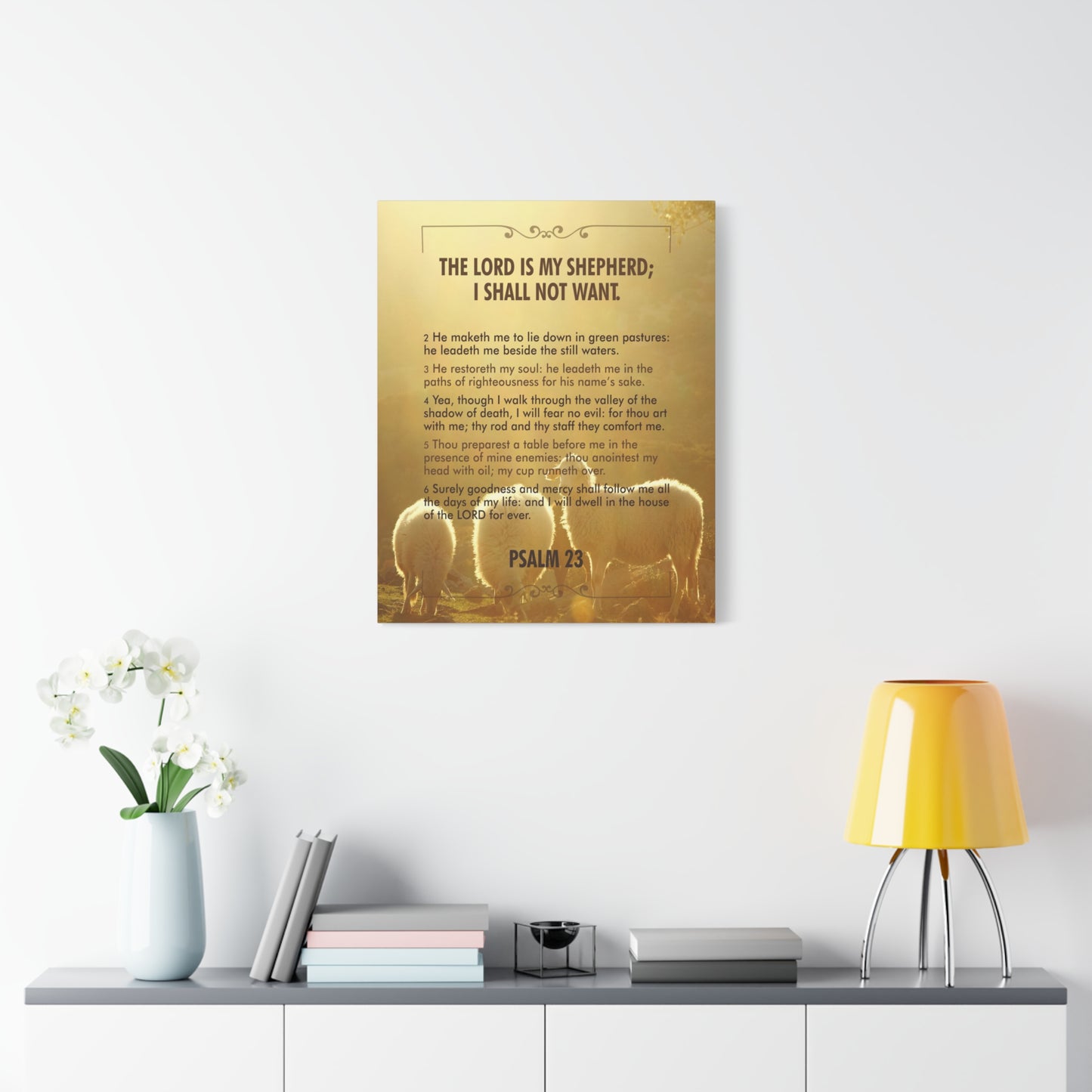 Bible Verse Canvas Lord is my Shepherd Psalm 23 Canvas Christian Home Décor Ready to Hang Scripture Wall Art