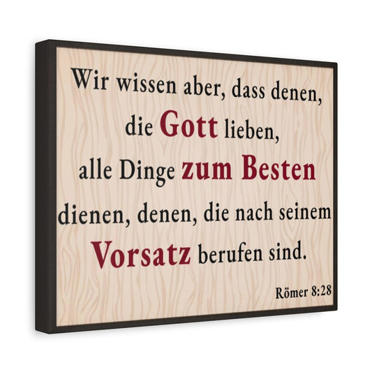 Scripture Walls Römer 8:28 Romans 8:28 German Bible Verse Canvas Christian Wall Art Ready to Hang Unframed