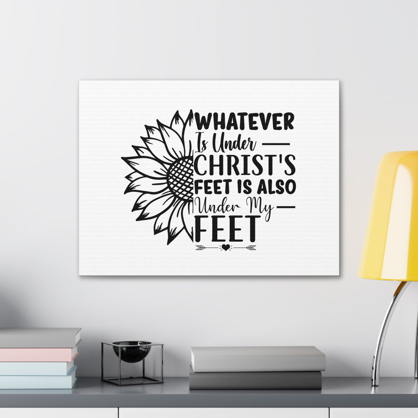Under Christ's Feet Ephesians 1:22 Sunflower Christian Wall Art Bible Verse Print Ready to Hang