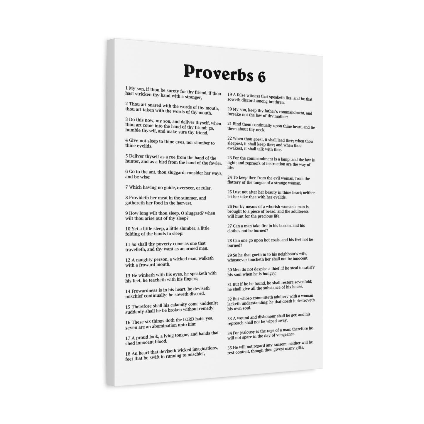 Scripture Walls Proverbs Chapter 6 White Bible Canvas Christian Wall Art Ready to Hang Unframed