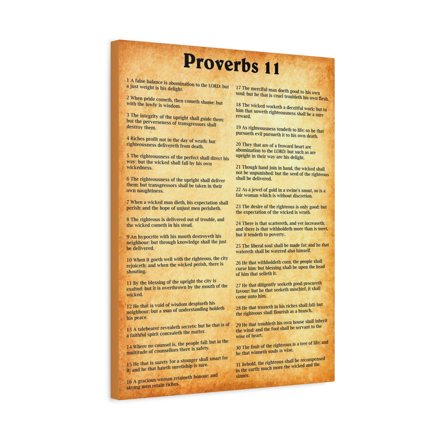 Scripture Walls Proverbs Chapter 11 Gold Bible Canvas Christian Wall Art Ready to Hang Unframed