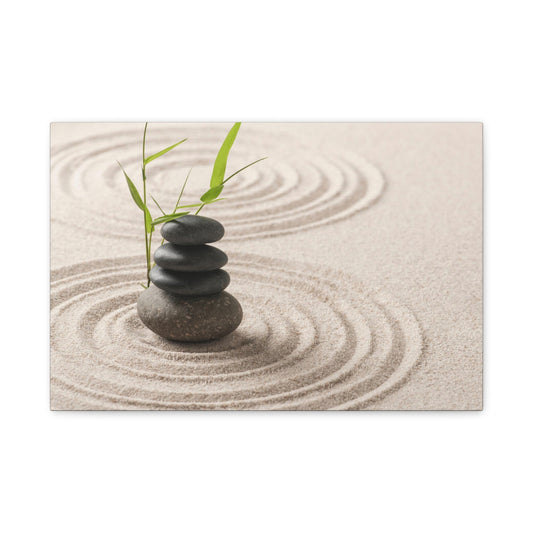 Zen Stones Sand Forest Floral Nature Photography Canvas Wall Art for Home Decor Ready-to-Hang
