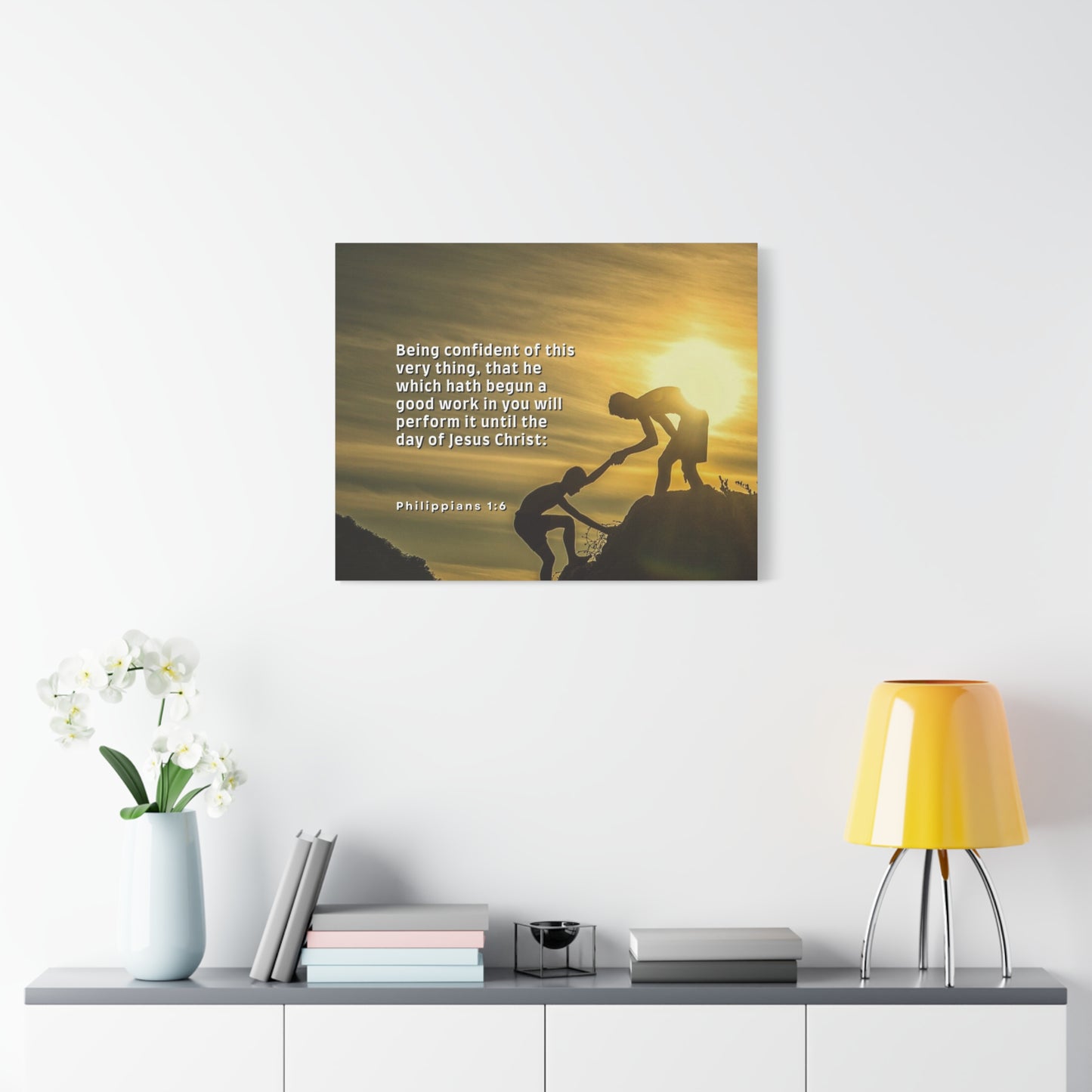 Scripture Canvas Being Confident Philippians 1:6 Christian Wall Art Bible Verse Print Ready to Hang