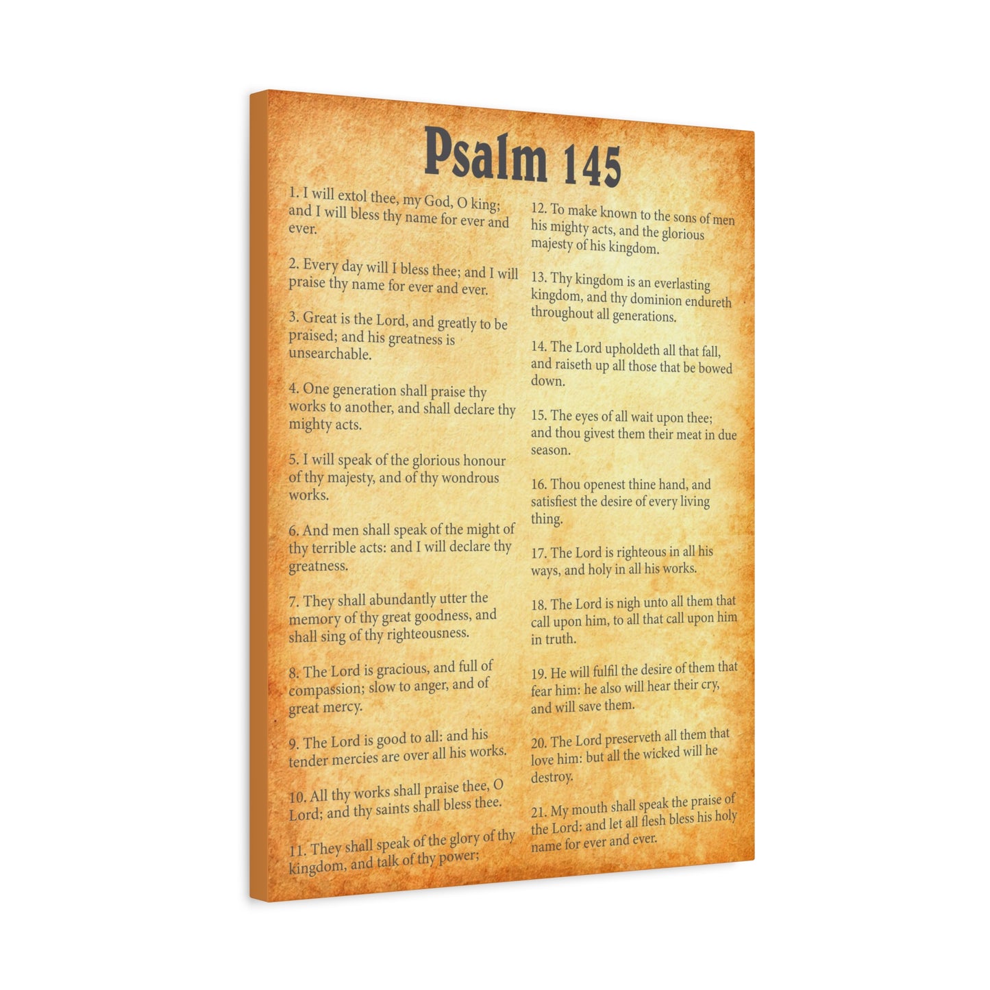 Scripture Walls Psalm 145 Gold Bible Chapter Canvas Christian Wall Art Ready to Hang