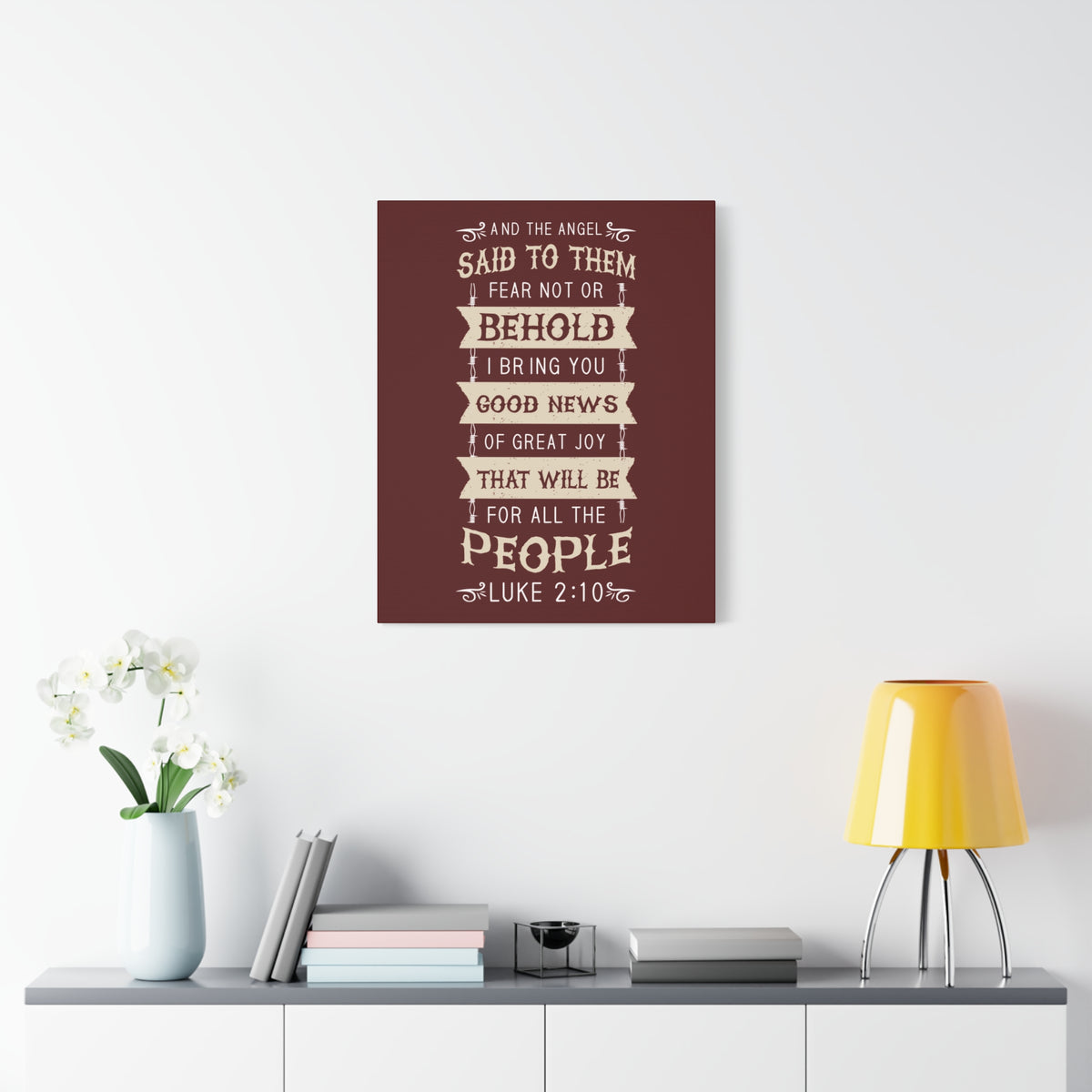 Scripture Canvas Great Joy Luke 2:10 Christian Wall Art Bible Verse Print Ready to Hang