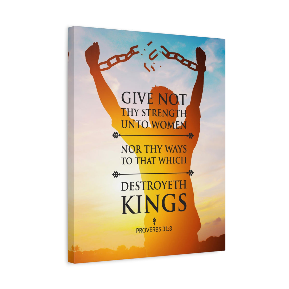 Scripture Canvas Destroyeth Kings Proverbs 31:3 Christian Wall Art Bible Verse Print Ready to Hang