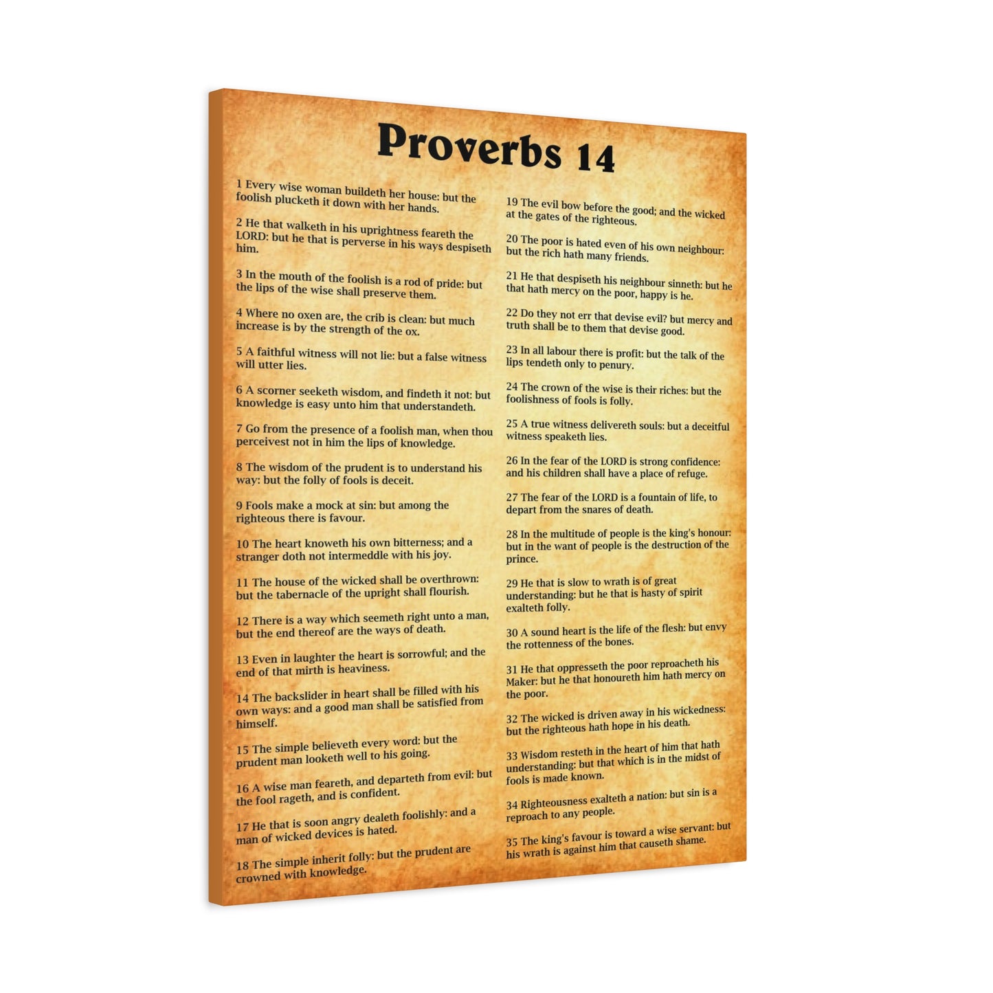 Scripture Walls Proverbs Chapter 14 Gold Bible Canvas Christian Wall Art Ready to Hang Unframed