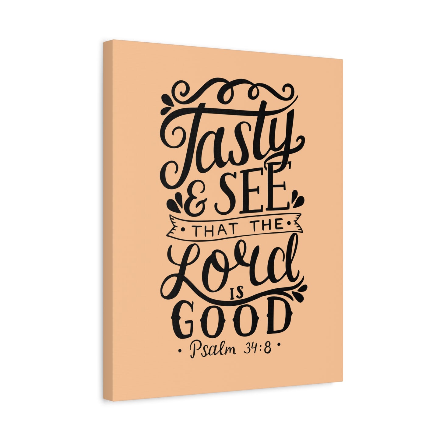 Scripture Canvas Tasty And See That Psalm 34:8 Christian Wall Art Bible Verse Print Ready To Hang