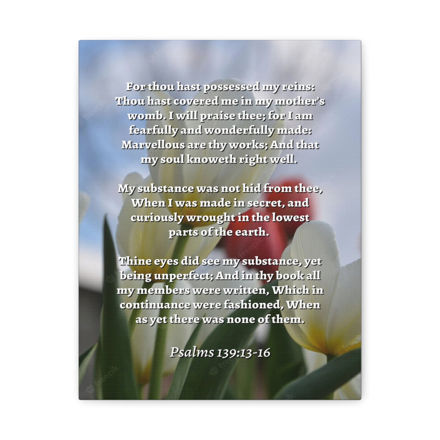 Wonderfully Made Psalm 139:14 Flower Bible Verse Canvas Christian Wall Art Ready to Hang