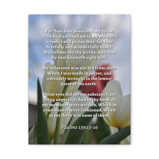 Wonderfully Made Psalm 139:14 Flower Bible Verse Canvas Christian Wall Art Ready to Hang