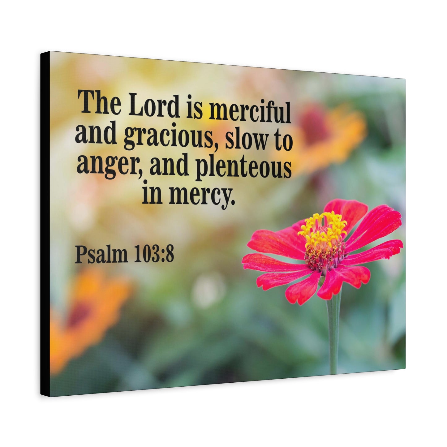 Scripture Canvas The Lord is Merciful and Gracious Psalm 103:8 Christian Wall Art Bible Verse Print Ready to Hang