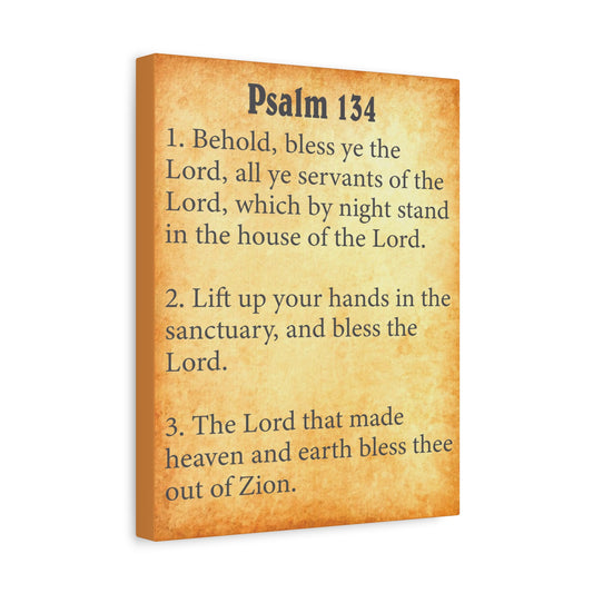 Scripture Walls Psalm 134 Gold Bible Chapter Canvas Christian Wall Art Ready to Hang Unframed
