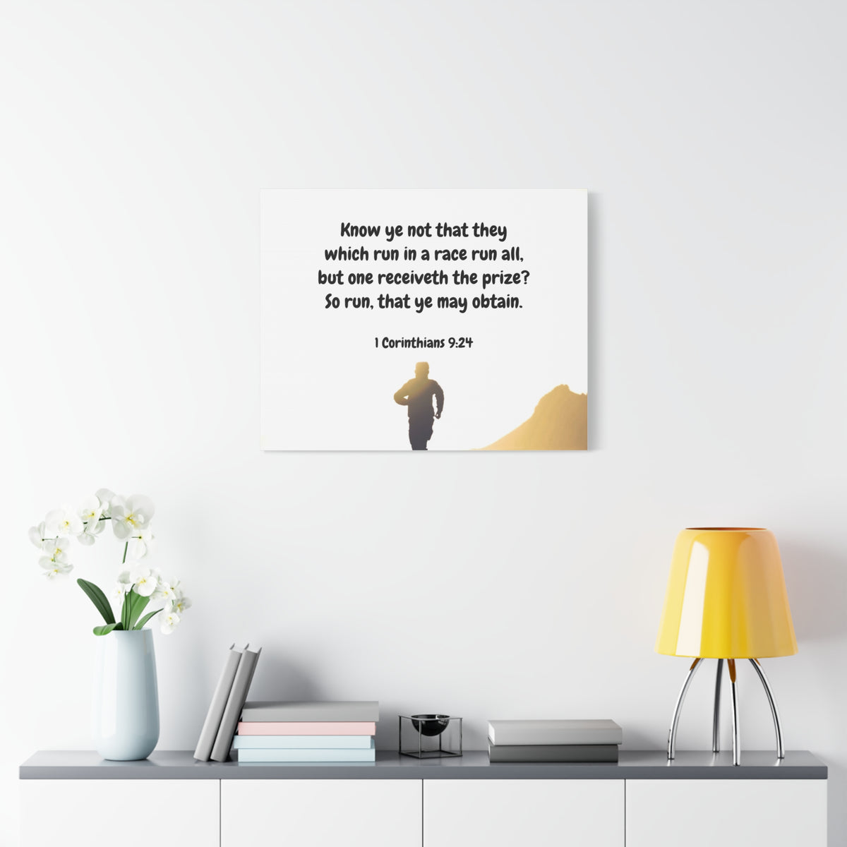 Scripture Canvas Obtain 1 Corinthians 9:24 Christian Wall Art Bible Verse Print Ready to Hang