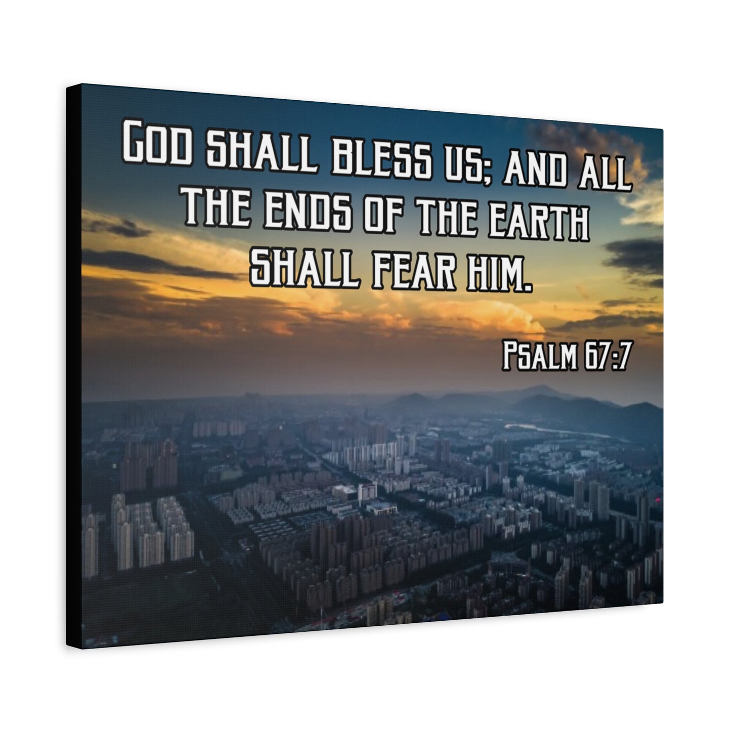 Bible Verse Canvas God Shall Bless Us Psalm 67:7 Christian Home Décor Wall Art Scripture Ready to Hang Faith Print