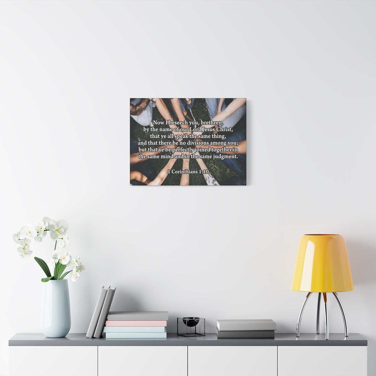 Scripture Canvas Now I Beseech You 1 Corinthians 1:10 Christian Wall Art Bible Verse Print Ready to Hang