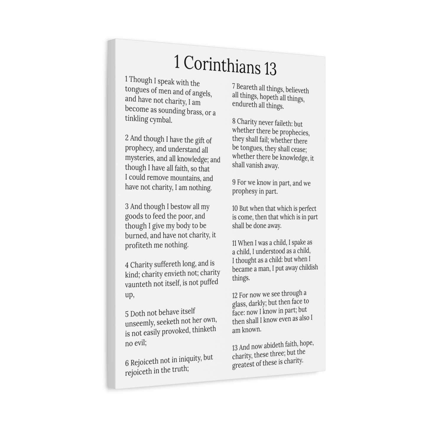 Scripture Walls 1 Corinthians 13 Love Chapter White Christian Wall Art Print Ready to Hang Unframed
