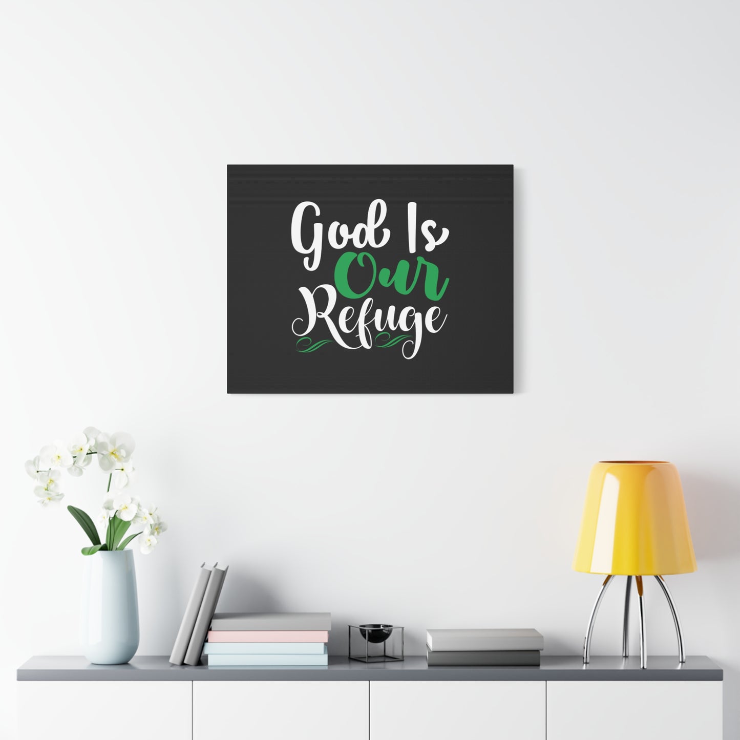 Scripture Canvas God Is Our Refuge Psalm 46:1 Christian Wall Art Bible Verse Print Ready to Hang