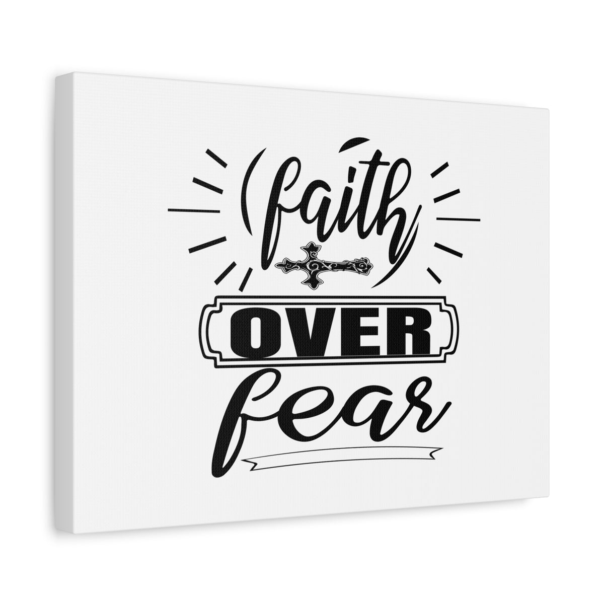 Scripture Canvas Faith Over Fear Mark 4:40 Side Cross Christian Wall Art Bible Verse Print Ready to Hang