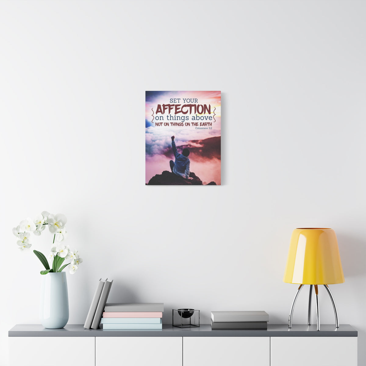 Scripture Canvas Set Your Affection Colossians 3:2 Christian Wall Art Bible Verse Print Ready to Hang